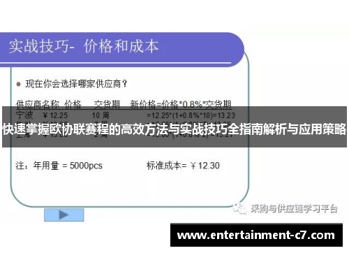 快速掌握欧协联赛程的高效方法与实战技巧全指南解析与应用策略 快速掌握欧协联赛程的高效方法与实战技巧全指南解析与应用策略
